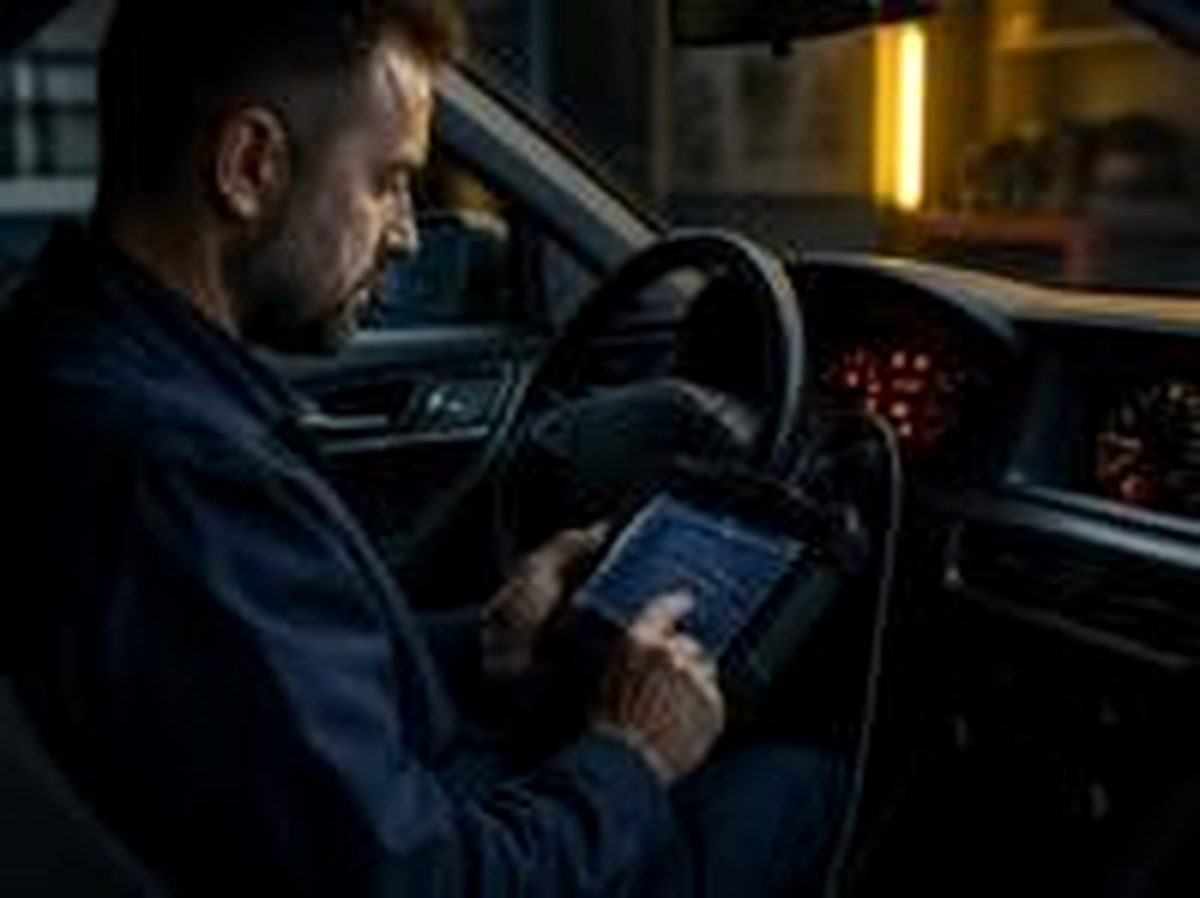 Diagnosi computerizzata dell'auto con tablet collegato alla centralina